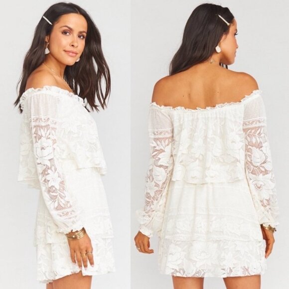 NWT Show Me Your Mumu White Lace Bess Dress Size Small New With Tag Off Shoulder - Picture 1 of 15